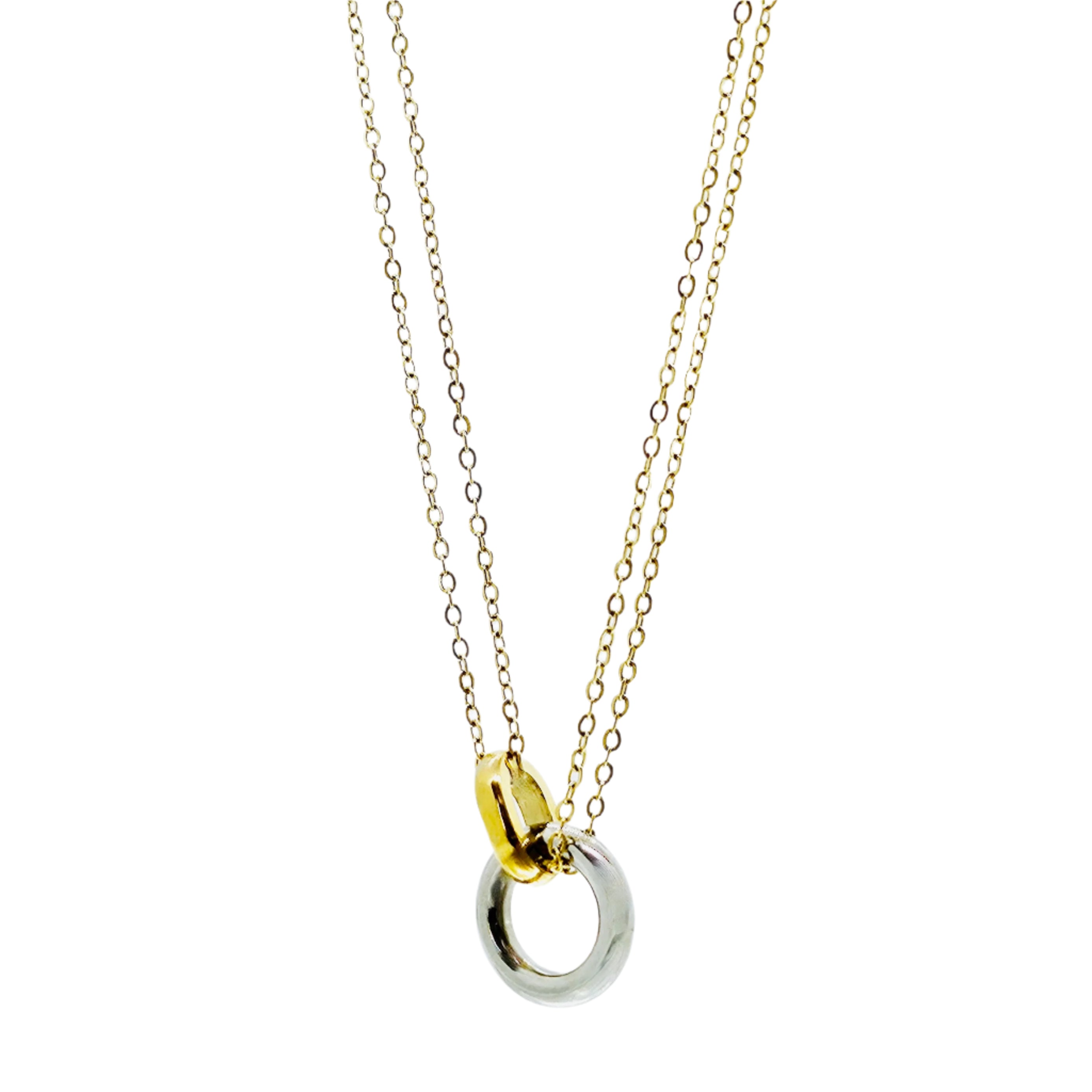 Double Chain Linked Two-Tone Necklace | LuvSofia Lokai Double Pendant Necklaces - Lot of 3 - Gunmetal/Silver/Gold main image 1