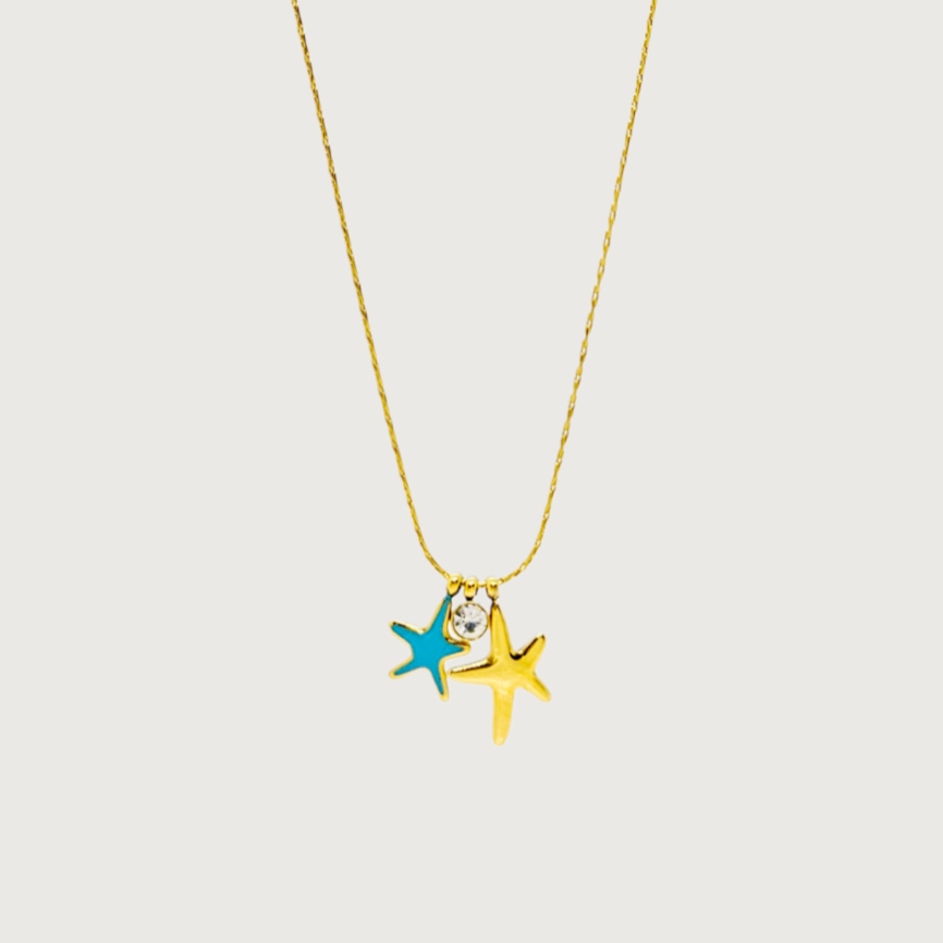 Starfish CZ Turquoise Charm Pendant Necklace