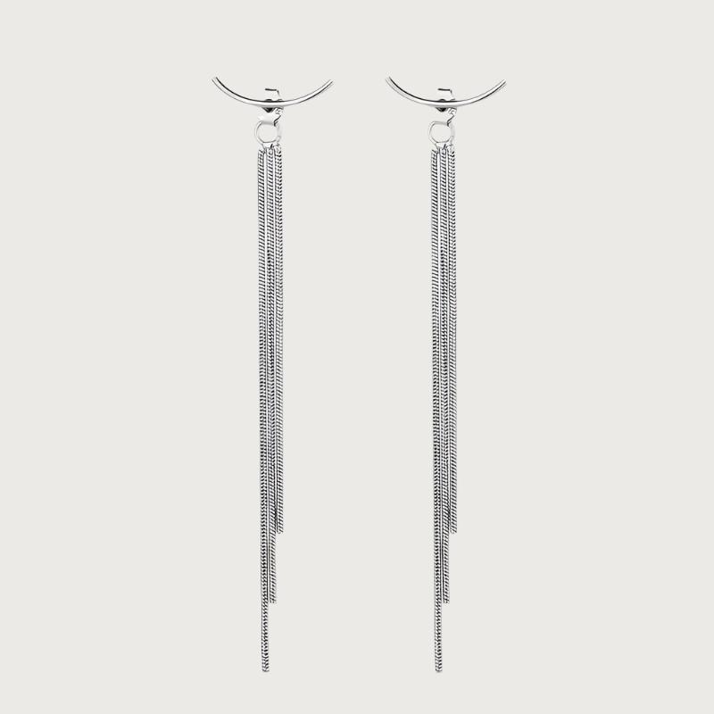 Tassel Long Drop Earrings - Sterling Silver