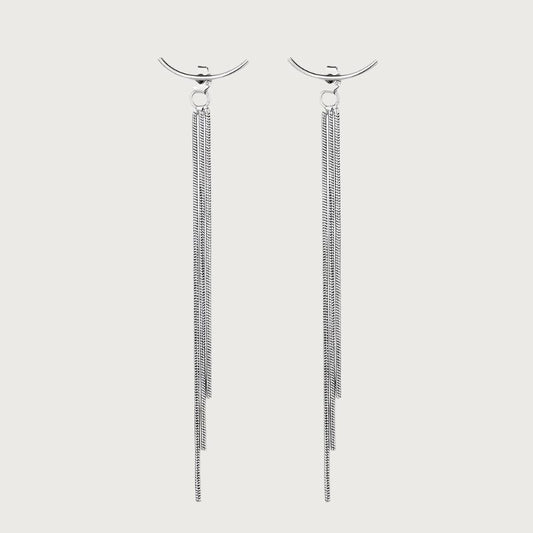 Tassel Long Drop Earrings - Sterling Silver