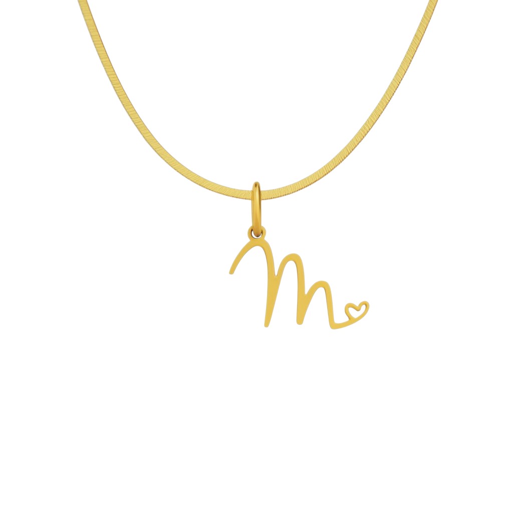 Signature Initial Necklace with Heart Detail – Kids Edition