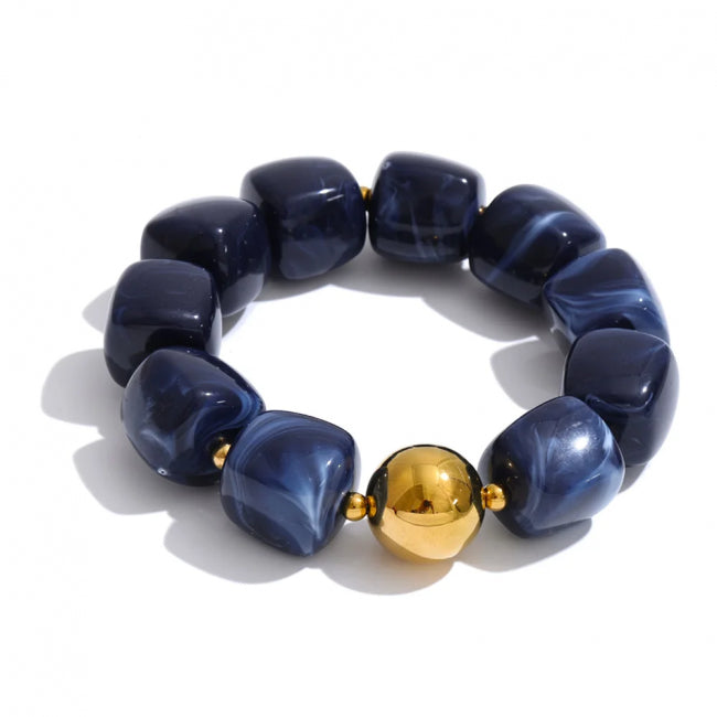 Resin Beaded Bracelet – Gold Accent Detail