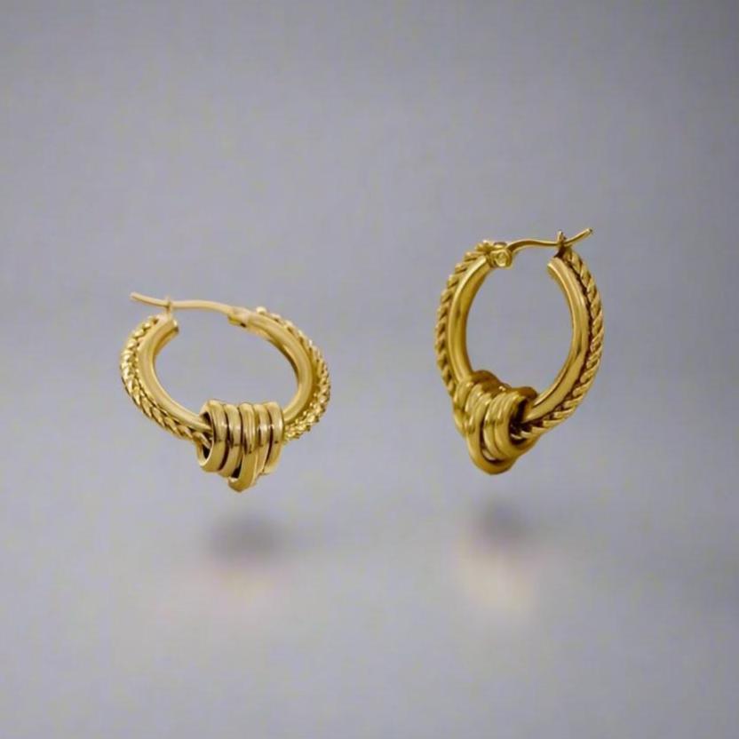 18K Gold Plated Bold Braided Hoop Earrings