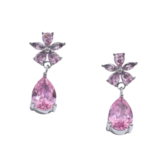 Boucles d’oreilles pendantes Fleur Luxe en Argent avec CZ