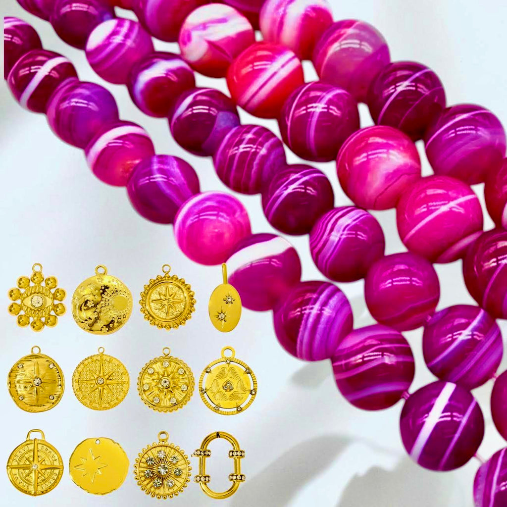  Collier perlé jade au médaillon céleste - Édition breloques
