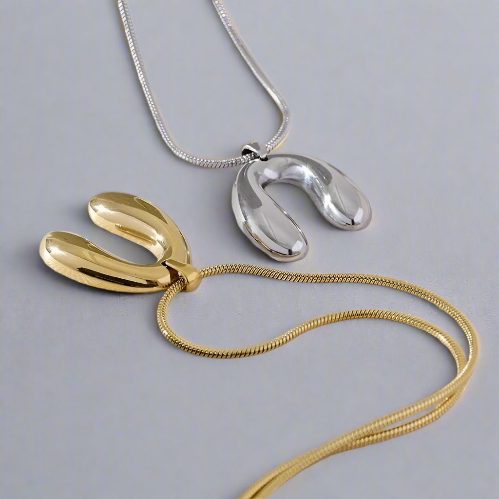 Modern Wishbone Pendant Necklace