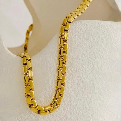 18K Gold Plated Thick Textured Chain Necklace