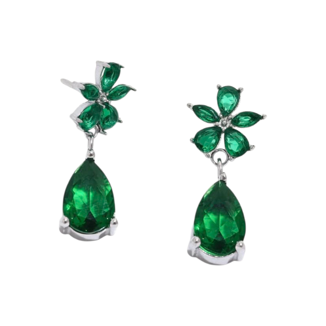 Boucles d’oreilles pendantes Fleur Luxe en Argent avec CZ