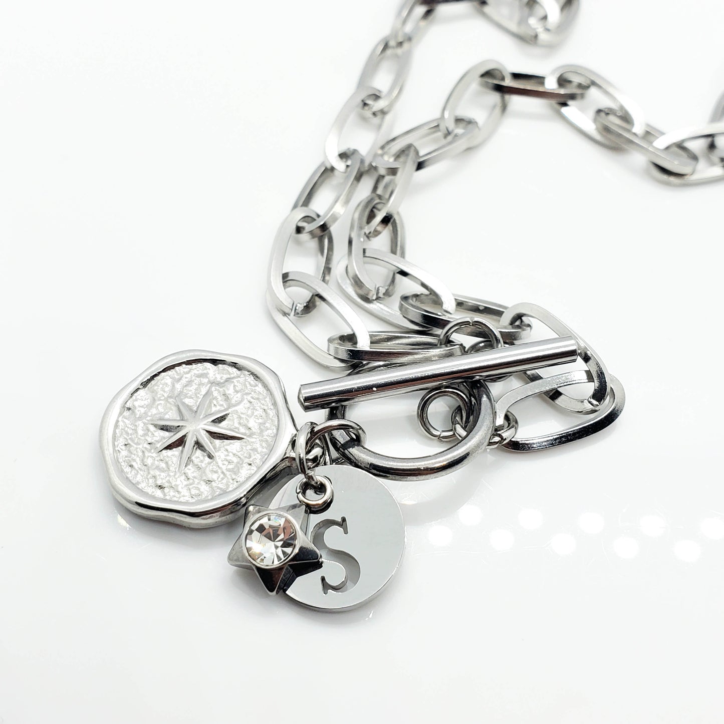 Star Toggle Clasp Initial Necklace