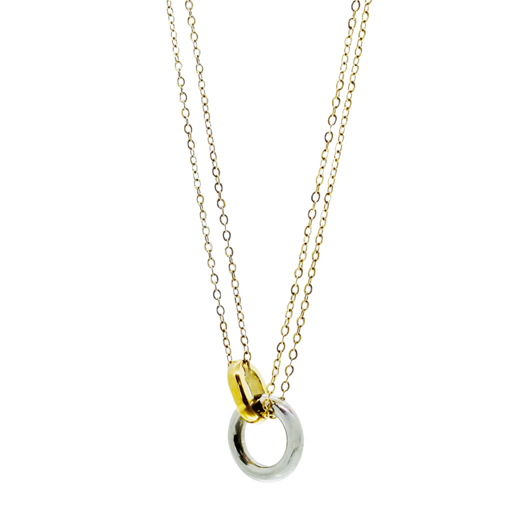 Double Chain Linked Two-Tone Necklace