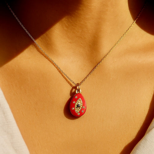 Red Enamel Evil Eye Charm