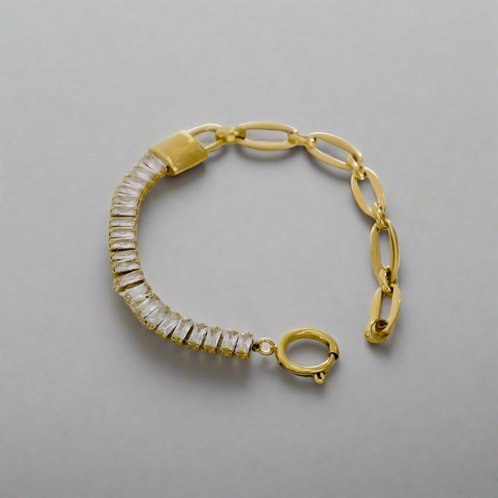 Bracelet Plaqué Or 18K avec Zirconium et Breloque Cadenas