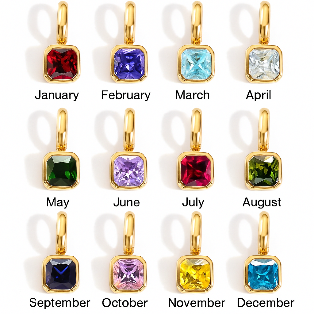 Gold Classic Octagon Birthstone Charm