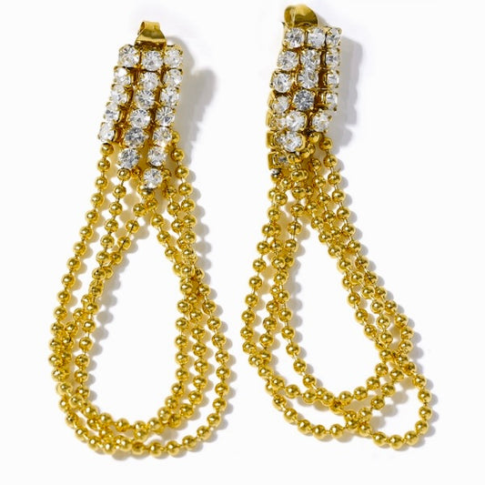 Vintage Glam Rhinestone Drop Earrings