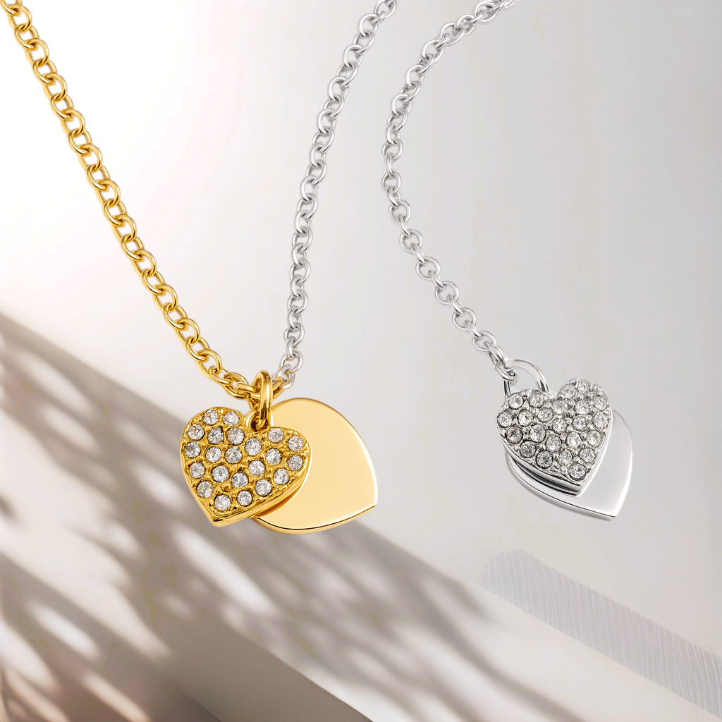 Ensemble collier et boucles d’oreilles sweetheart cœur pavé