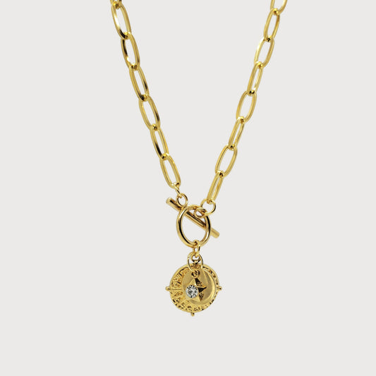 Sun Toggle Clasp Initial Necklace