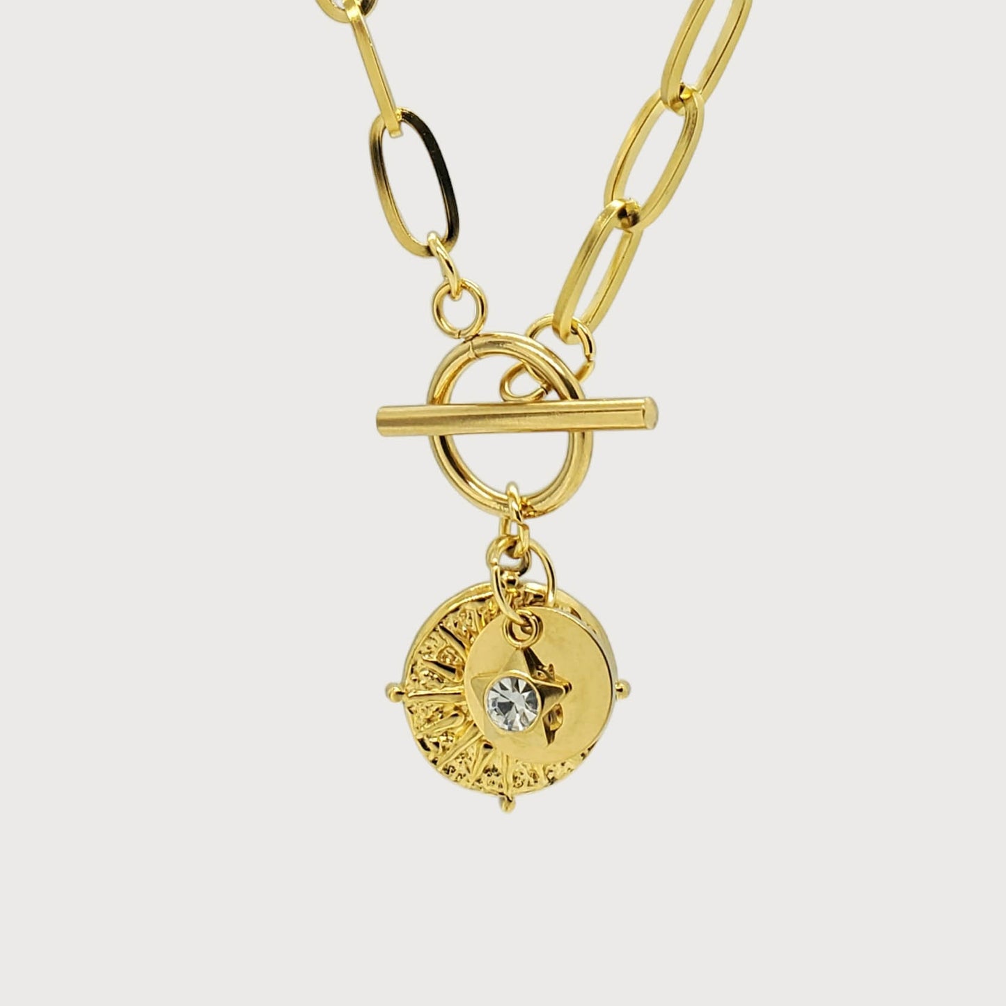 Sun Toggle Clasp Initial Necklace