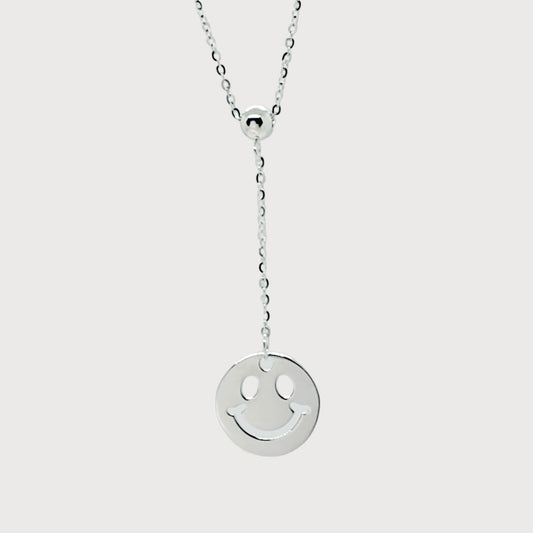 Smiley Pendant Necklace - Sterling Silver