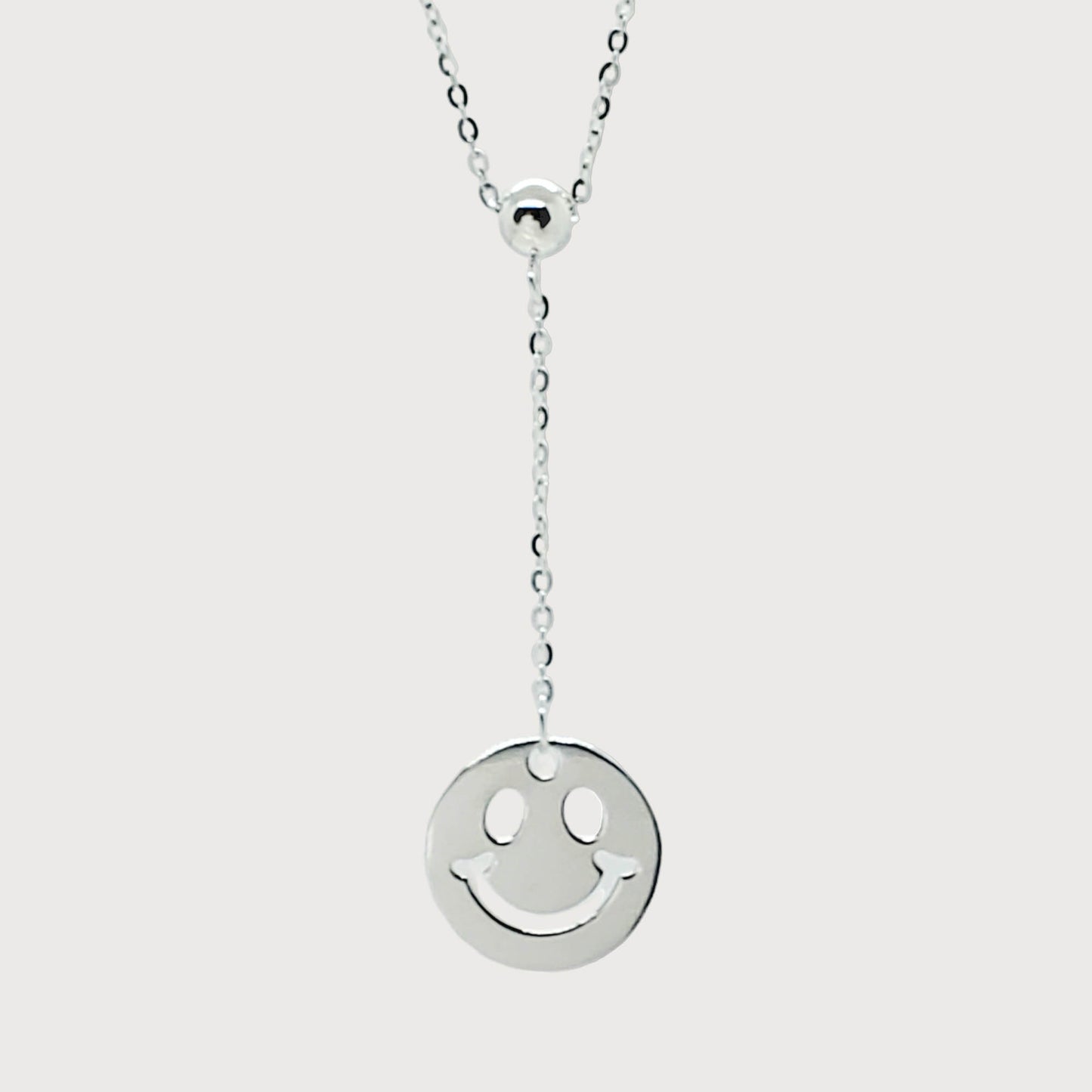 Smiley Pendant Necklace - Sterling Silver