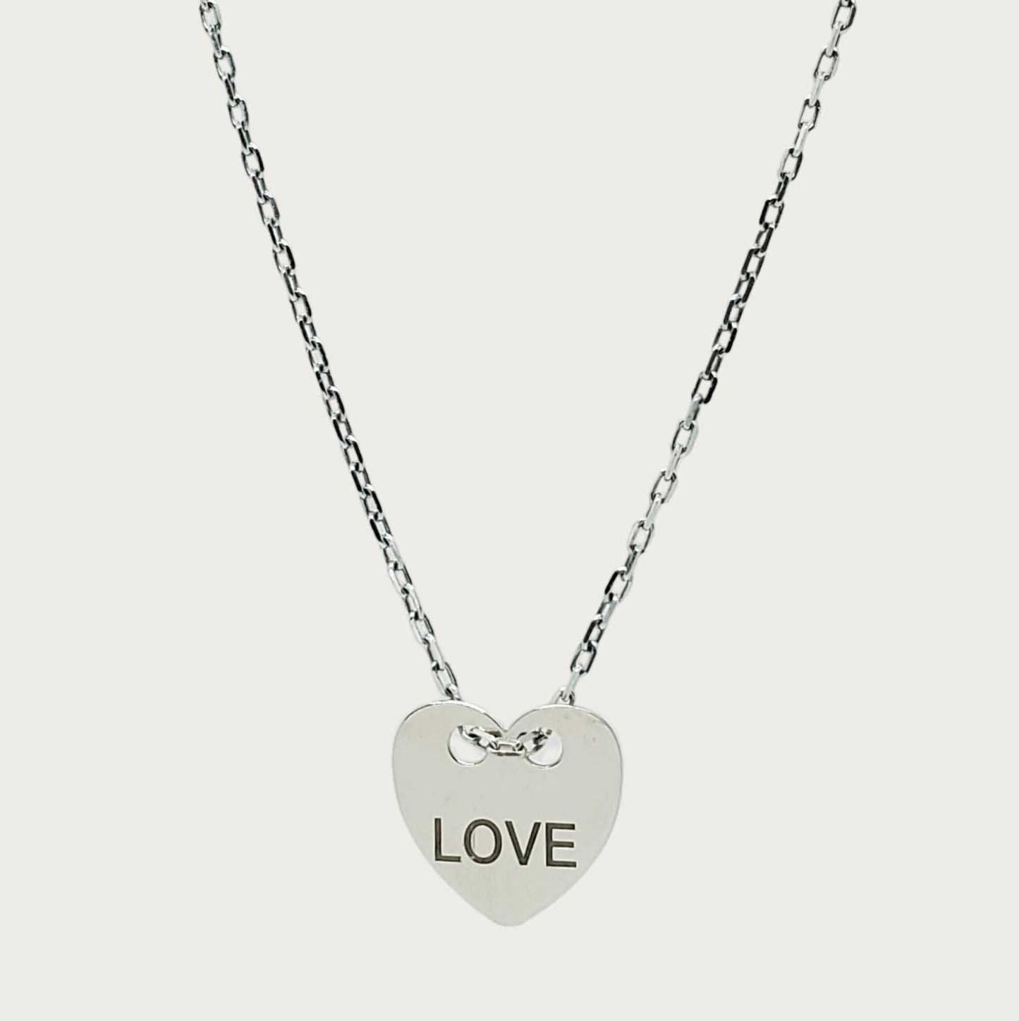 Engraved LOVE heart necklace - Sterling Silver