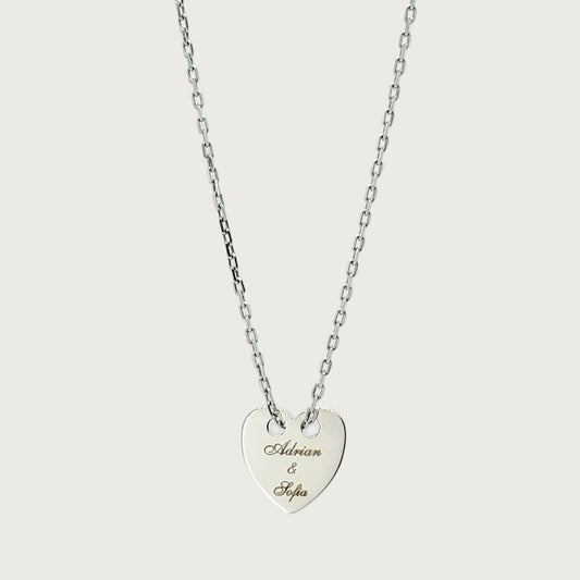 Engraved LOVE heart necklace - Sterling Silver