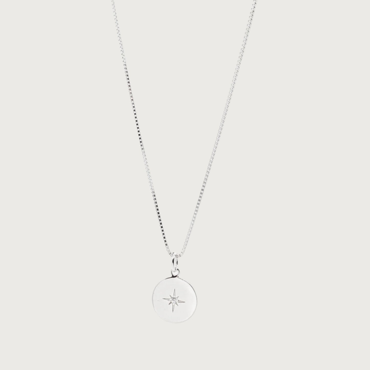 Silver North Star Medallion Necklace - Sterling Silver