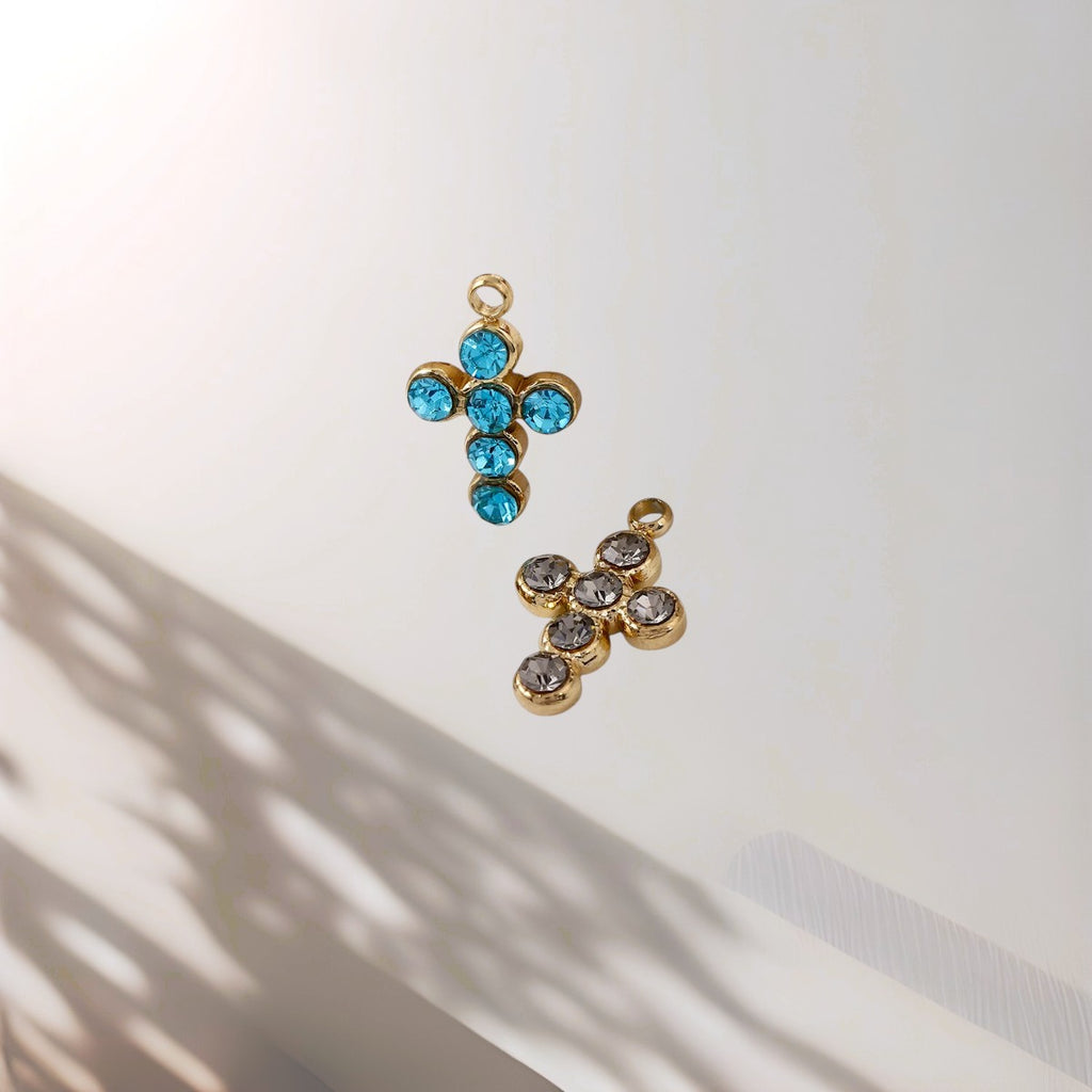 Breloque mini croix en cristal