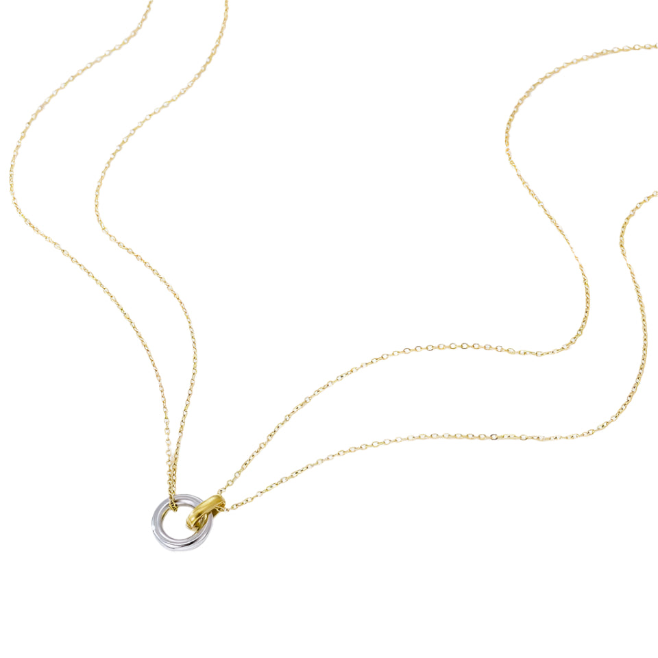 Double Chain Linked Two-Tone Necklace