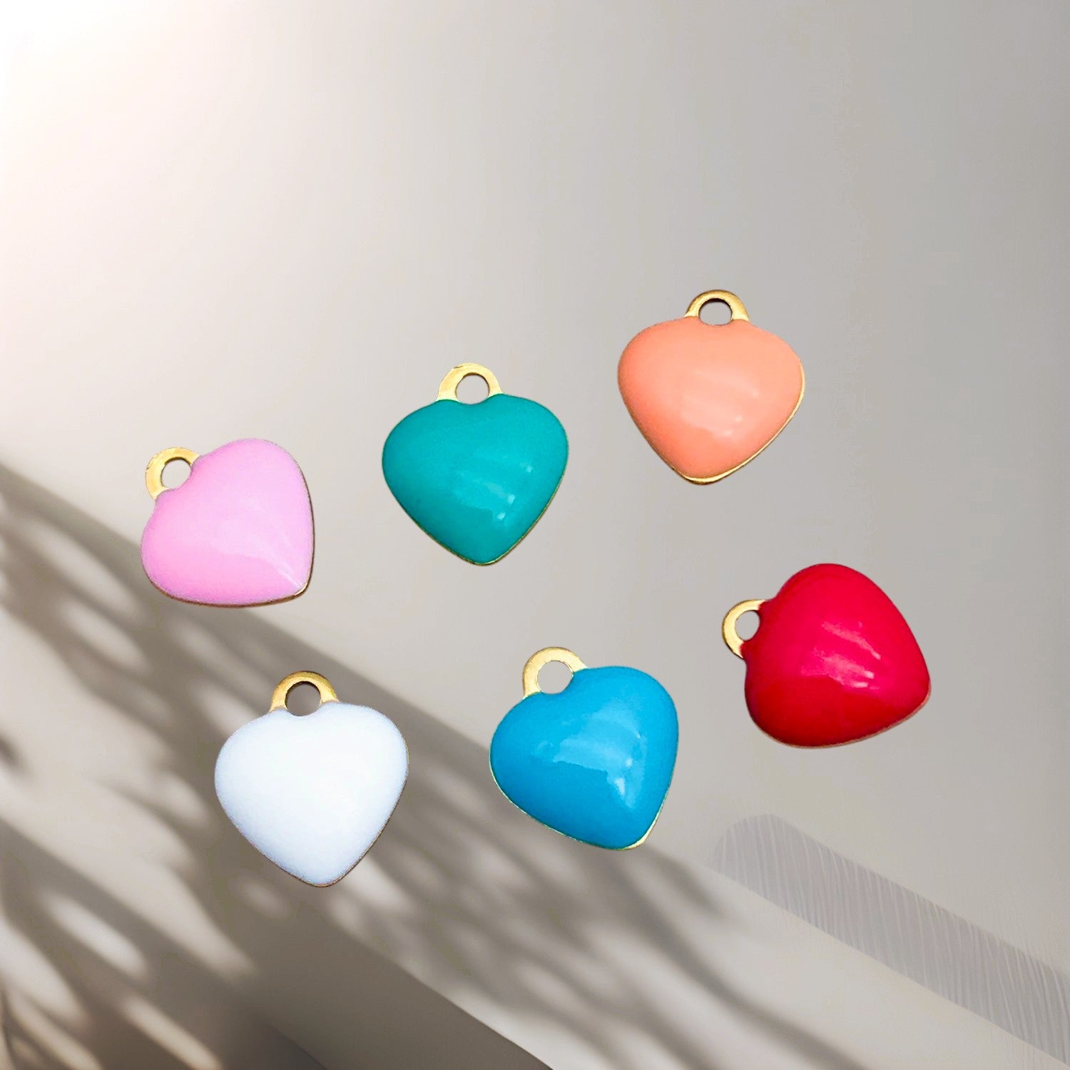 Tiny Silver Enamel Heart Charm