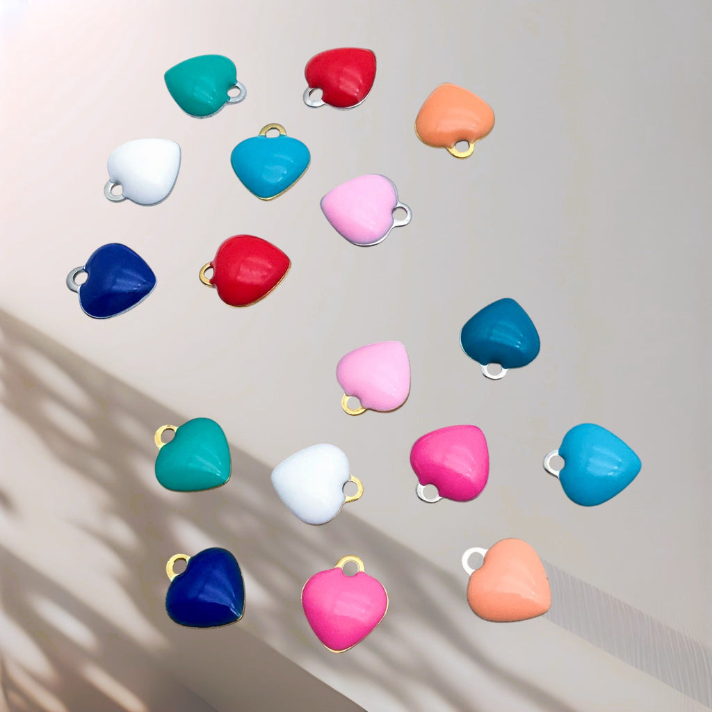 Tiny Silver Enamel Heart Charm