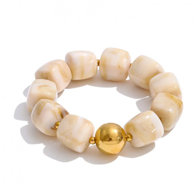 Resin Beaded Bracelet – Gold Accent Detail