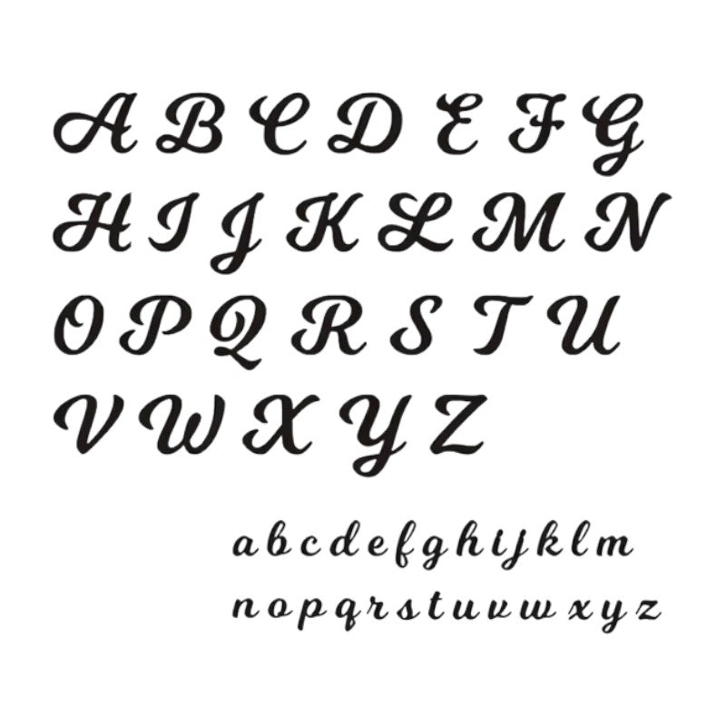 Stylized alphabet letters on a white background