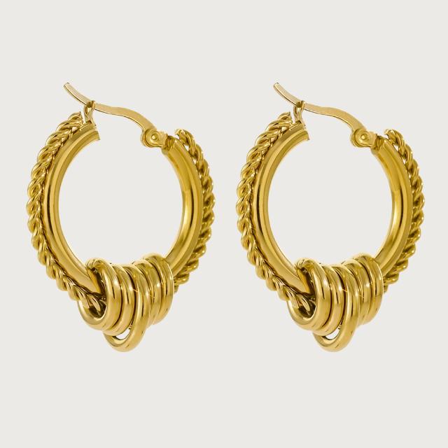 18K Gold Plated Bold Braided Hoop Earrings