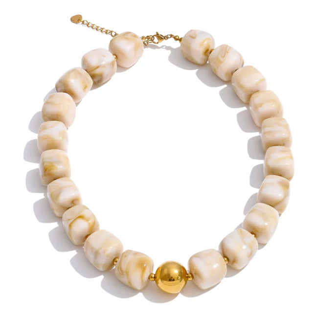 Resin Beaded Necklace – Gold Accent Detail