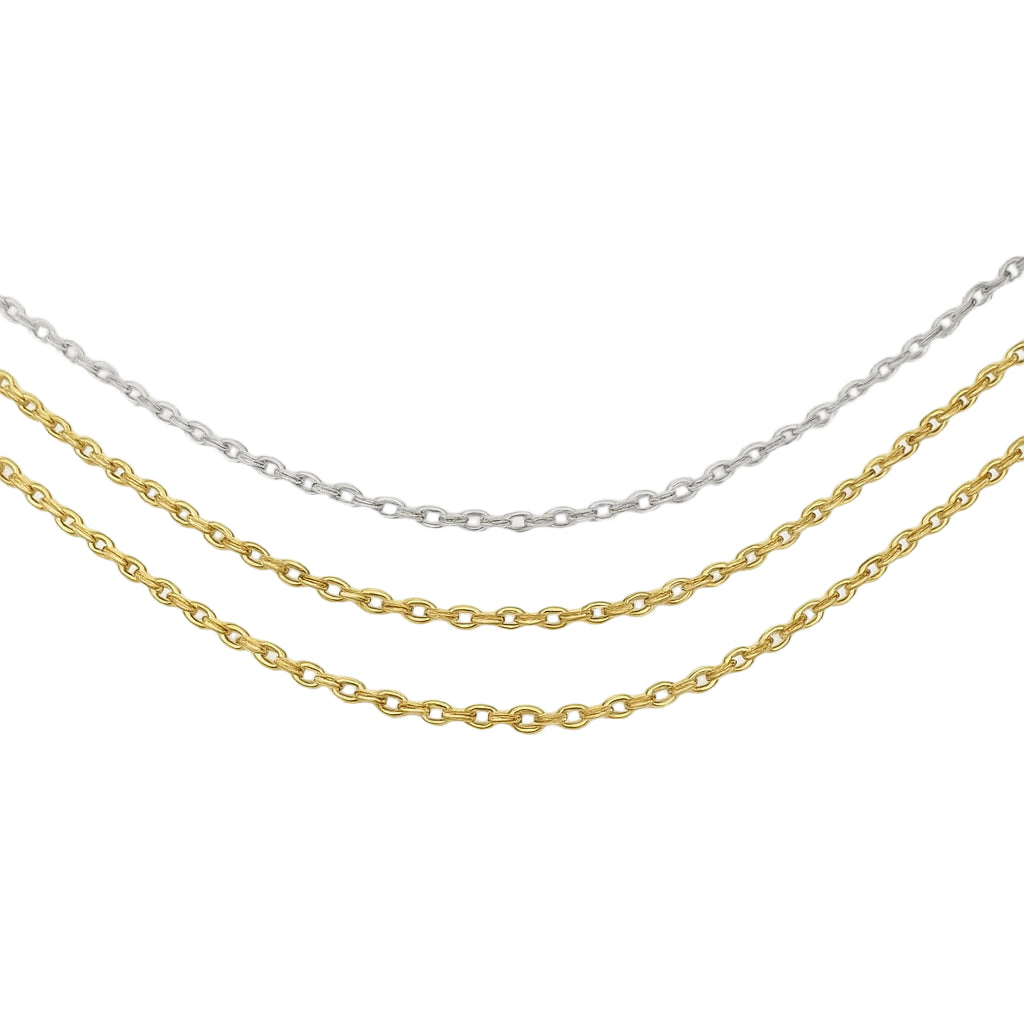 Two gold and silver chain necklaces on a white background