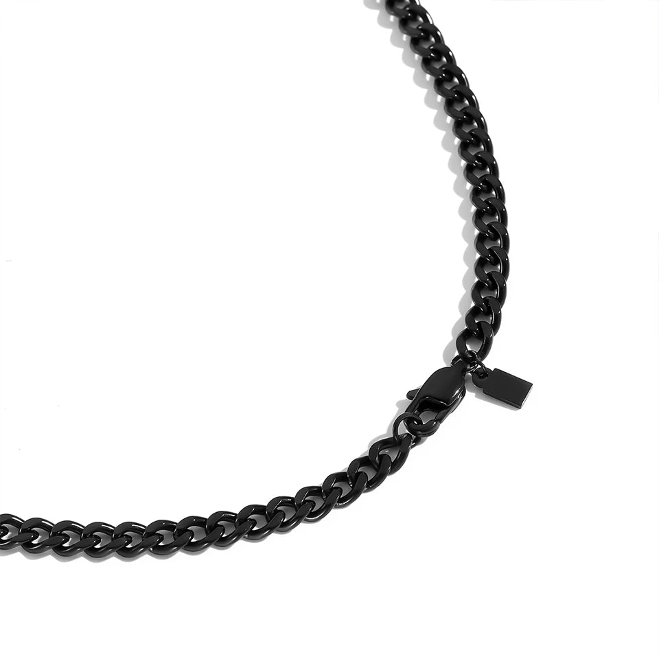 Black chain necklace on a white background