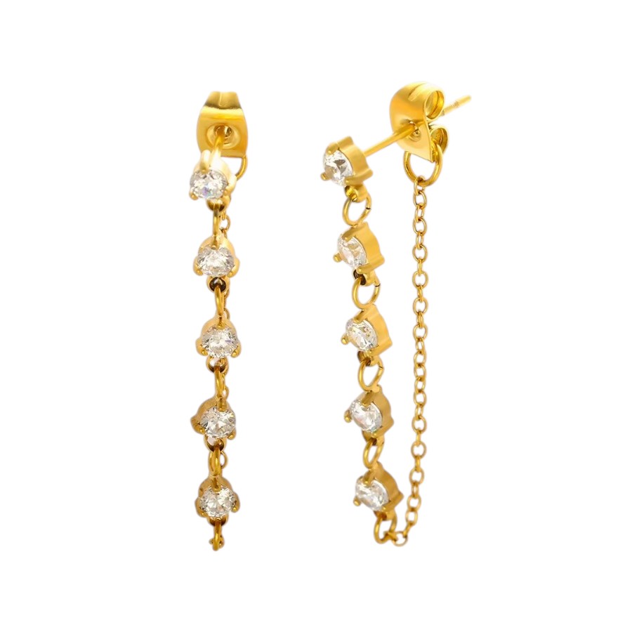 CZ Chain Loop Stud Earrings