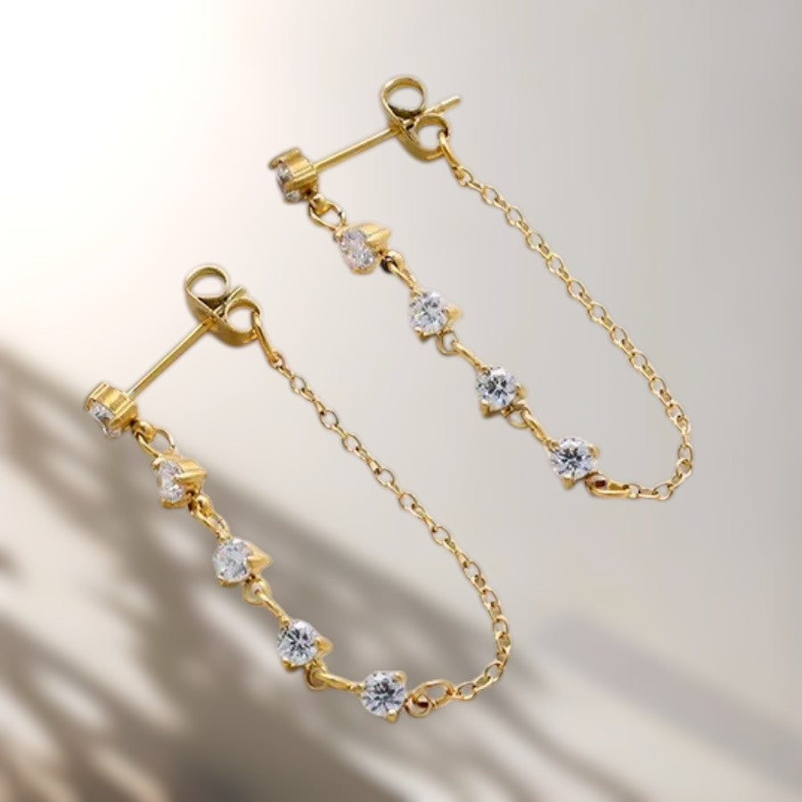 CZ Chain Loop Stud Earrings