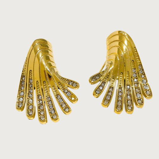 18K Gold Plated Golden Cascade Pavé Earrings