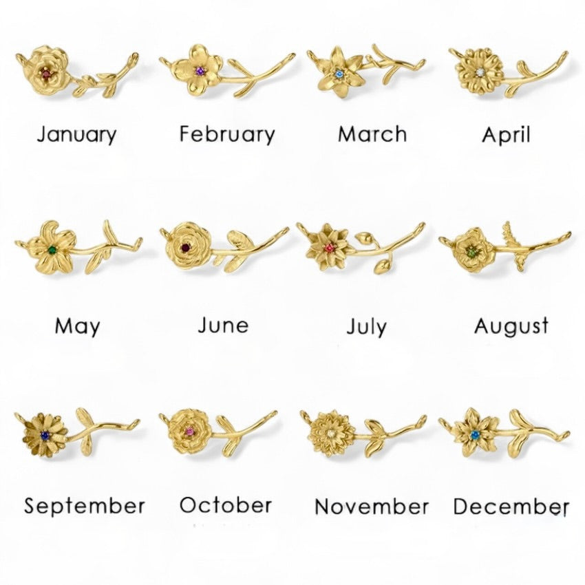 Gold earrings with gemstones for each month of the year
