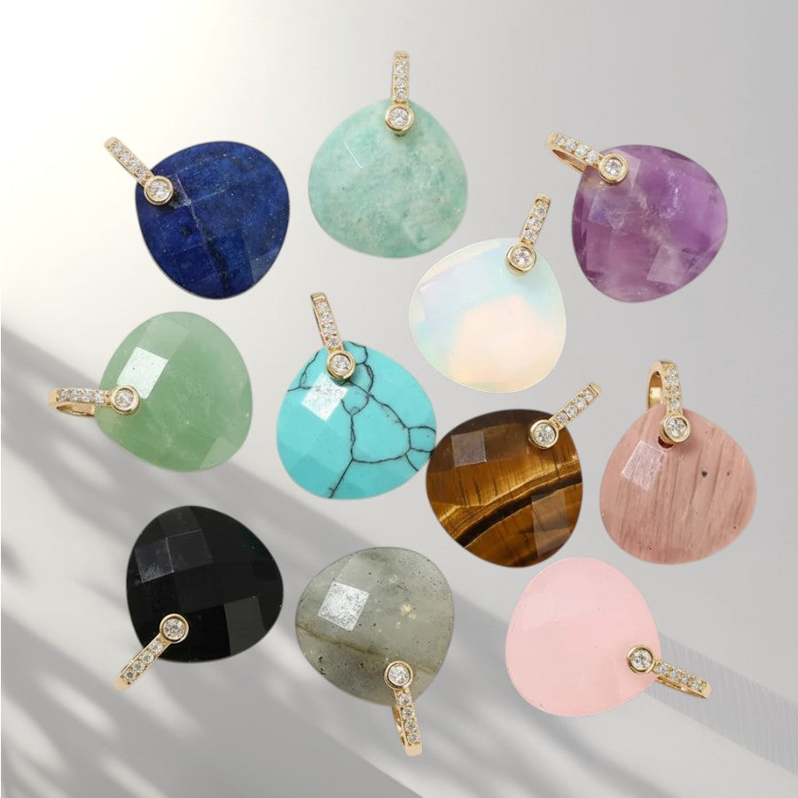 Celestial Charm Green Jade Beaded Necklace– Interchangeable Charms – 10 mm