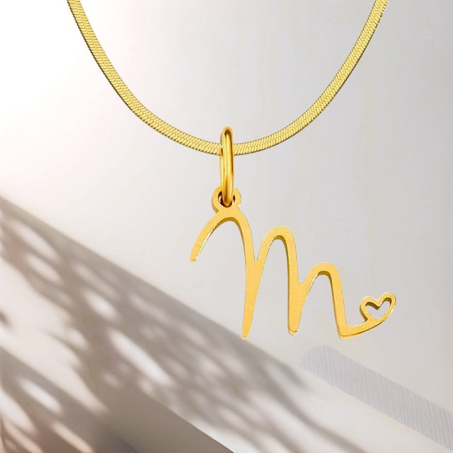 Signature Initial Necklace with Heart Detail – Kids Edition