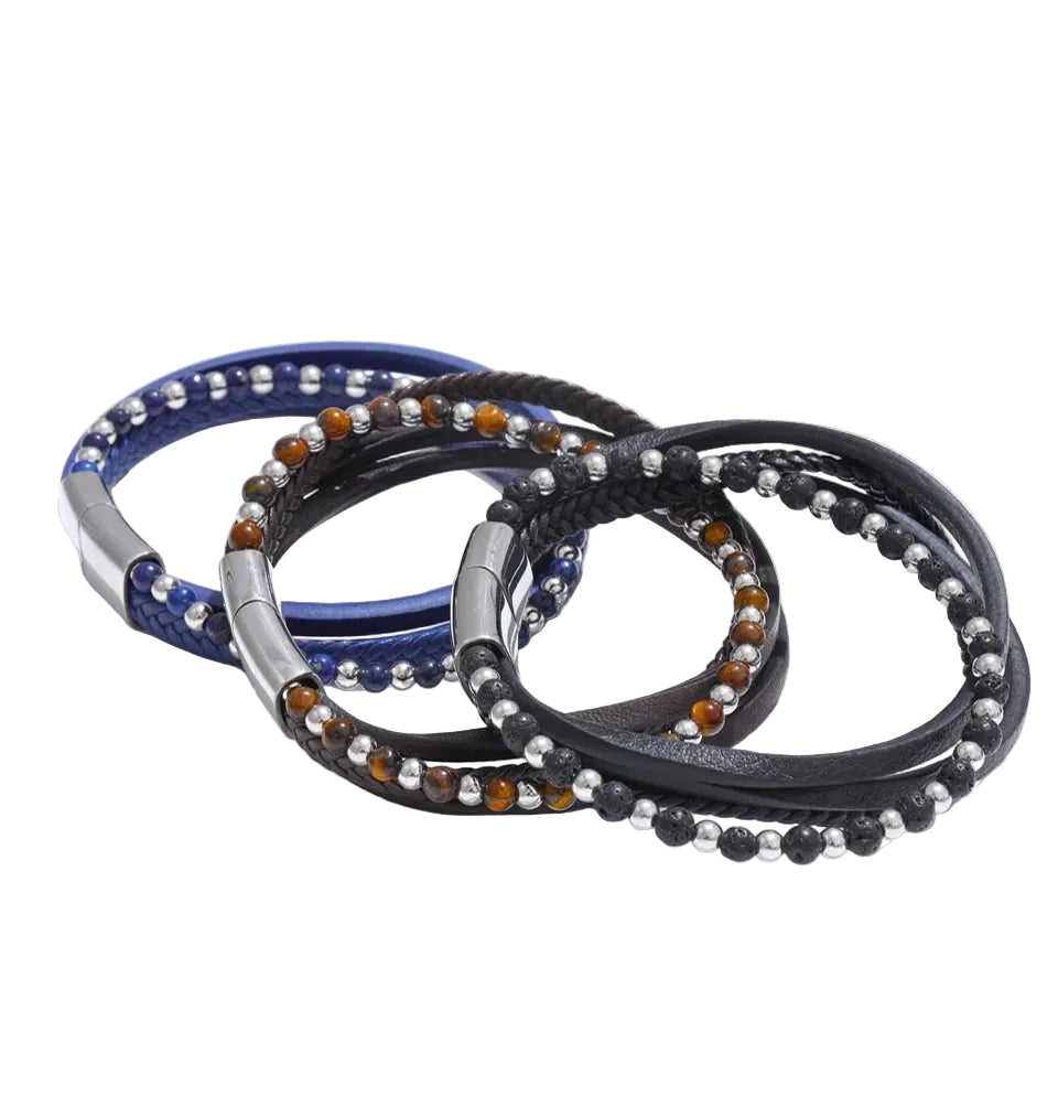 Natural Stone Fiber Leather Braided for Men
