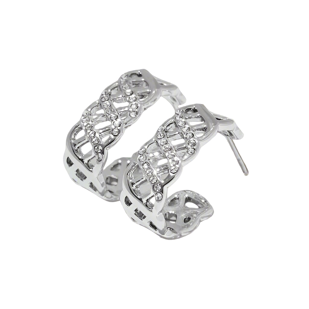 Silver hoop earrings on a white background