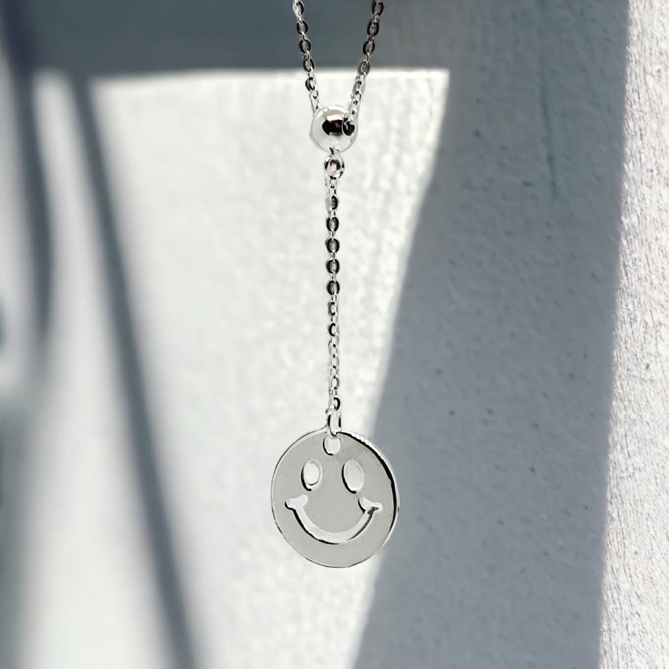 Smiley Pendant Necklace - Sterling Silver