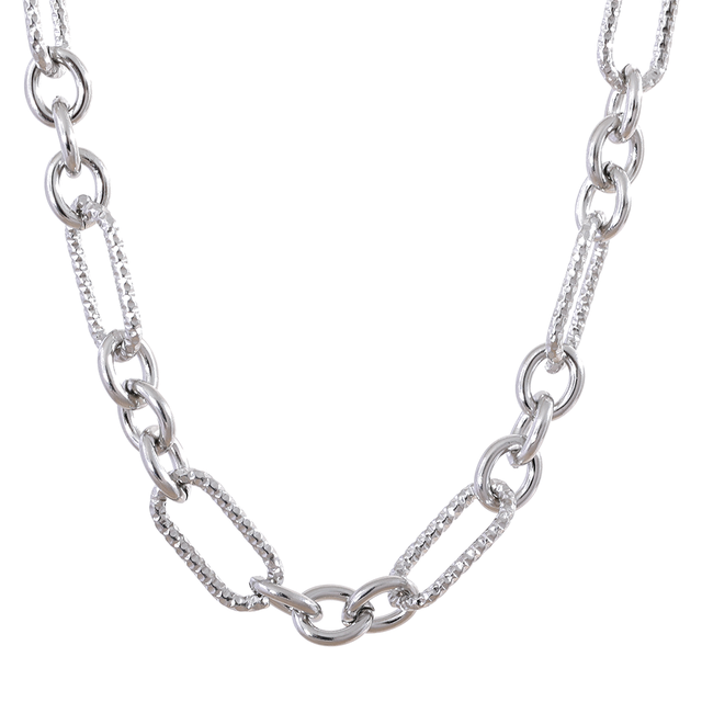 Silver chain necklace on a white background