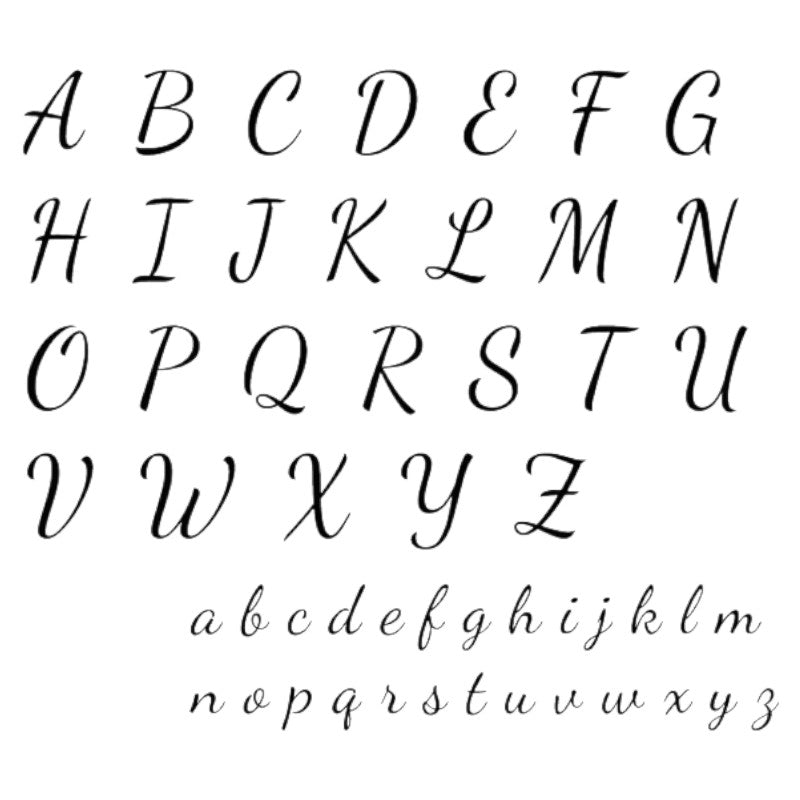 Calligraphy alphabet from A to Z on a white background